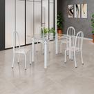 Conjunto de Mesa Tubular 120x75cm Tampo em Vidro com 4 Cadeiras Iris B Branco/Botanic Bege