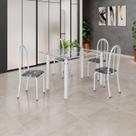 Conjunto de Mesa Tubular 120x75cm Tampo em Vidro com 4 Cadeiras Iris B