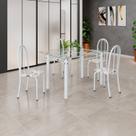 Conjunto de Mesa Tubular 120x75cm Tampo em Vidro com 4 Cadeiras Iris B