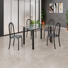 Conjunto de Mesa Tubular 120x75cm Tampo em Vidro com 4 Cadeiras Iris B
