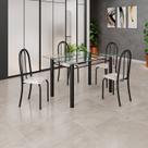 Conjunto de Mesa Tubular 120x75cm Tampo em Vidro com 4 Cadeiras Iris B