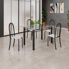 Conjunto de Mesa Tubular 120x75cm Tampo em Vidro com 4 Cadeiras Iris B