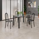 Conjunto de Mesa Tubular 120x75cm Tampo em Vidro com 4 Cadeiras Iris B