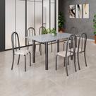 Conjunto de Mesa Tubular 140cm X 75cm Tampo em Granito Ocre com 6 Cadeiras Iris B