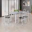 Conjunto de Mesa Tubular 140cm X 75cm Tampo em Granito Ocre com 6 Cadeiras Iris B