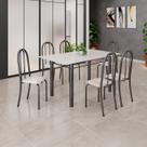 Conjunto de Mesa Tubular 140cm X 75cm Tampo em Vidro com 6 Cadeiras Iris B