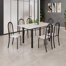 Conjunto de Mesa Tubular 140cm X 75cm Tampo em Vidro com 6 Cadeiras Iris B