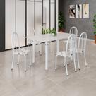 Conjunto de Mesa Tubular 140cm X 75cm Tampo em Vidro com 6 Cadeiras Iris B