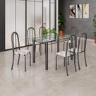 Conjunto de Mesa Tubular 140cm X 75cm Tampo em Vidro Incolor com 6 Cadeiras Iris B