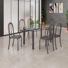 Conjunto de Mesa Tubular 140cm X 75cm Tampo em Vidro Incolor com 6 Cadeiras Iris B