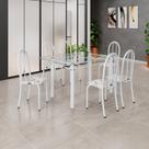 Conjunto de Mesa Tubular 140cm X 75cm Tampo em Vidro Incolor com 6 Cadeiras Iris B