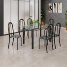 Conjunto de Mesa Tubular 140cm X 75cm Tampo em Vidro Incolor com 6 Cadeiras Iris B