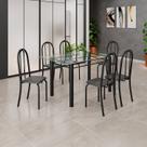 Conjunto de Mesa Tubular 140cm X 75cm Tampo em Vidro Incolor com 6 Cadeiras Iris B