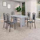 Conjunto de Mesa Tubular 140cm X 75cm Tampo Granito Ocre com 6 Cadeiras Lara Conjunto de Mesa Tubular 140cm X 75cm Tampo Granito Ocre com 6 Cadeiras Lara