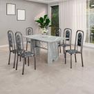 Conjunto de Mesa Tubular 140cm X 75cm Tampo Granito Topázio com 6 Cadeiras Lara