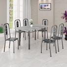Conjunto de Mesa Tubular 140cm X 75cm Tampo Granito Topázio com 6 Cadeiras Lívia Conjunto de Mesa Tubular 140cm X 75cm Tampo Granito Topázio com 6 Cadeiras Lívia