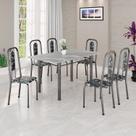 Conjunto de Mesa Tubular 140cm X 75cm Tampo Granito Topázio com 6 Cadeiras Lívia