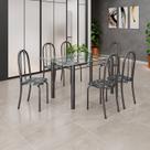 Conjunto de Mesa Tubular 140x75cm Tampo em Vidro Incolor com 6 Cadeiras Iris B