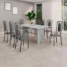 Conjunto de Mesa Tubular 180cm X 75cm Tampo Granito Topázio com 8 Cadeiras Lara