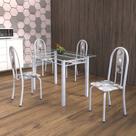 Conjunto de Mesa Tubular 4 Cadeiras 120cm com Tampo de Vidro Iris