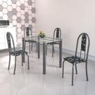 Conjunto de Mesa Tubular 4 Cadeiras 120cm com Tampo de Vidro Iris