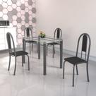 Conjunto de Mesa Tubular 4 Cadeiras 120cm com Tampo de Vidro Iris
