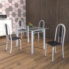 Conjunto de Mesa Tubular 4 Cadeiras 120cm com Tampo de Vidro Iris