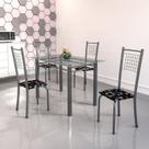 Conjunto de Mesa Tubular 4 Cadeiras 120cm com Tampo de Vidro Iza