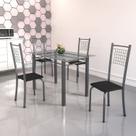 Conjunto de Mesa Tubular 4 Cadeiras 120cm com Tampo de Vidro Iza Conjunto de Mesa Tubular 4 Cadeiras 120cm com Tampo de Vidro Iza