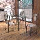 Conjunto de Mesa Tubular 4 Cadeiras 120cm com Tampo de Vidro Melissa