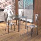 Conjunto de Mesa Tubular 4 Cadeiras 120cm com Tampo de Vidro Melissa