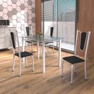 Conjunto de Mesa Tubular 4 Cadeiras 120cm com Tampo de Vidro Melissa