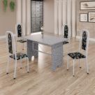 Conjunto de Mesa Tubular 4 Cadeiras 120x75cm Mart Perola com Tampo em Granito Ocre Letícia 070