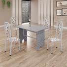 Conjunto de Mesa Tubular 4 Cadeiras 120x75cm Mart Perola com Tampo em Granito Ocre Letícia 070 - Tudo de Móveis Conjunto de Mesa Tubular 4 Cadeiras 120x75cm Mart Perola com Tampo em Granito Ocre Letícia 070 - Tudo de Móveis