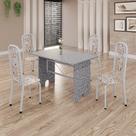 Conjunto de Mesa Tubular 4 Cadeiras 120x75cm Mart Perola com Tampo em Granito Ocre Letícia 070 - Tudo de Móveis