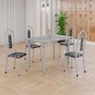 Conjunto de Mesa Tubular 4 Cadeiras 120x75cm Mart Perola com Tampo em Granito Topázio Brenda 010 - Tudo de Móveis