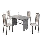 Conjunto de Mesa Tubular 4 Cadeiras 120x75cm Mart Prata com Tampo em Granito Ocre Letícia 070 - Tudo de Móveis