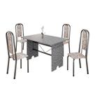 Conjunto de Mesa Tubular 4 Cadeiras 120x75cm Mart Prata com Tampo em Granito Ocre Letícia 070 - Tudo de Móveis