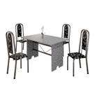 Conjunto de Mesa Tubular 4 Cadeiras 120x75cm Mart Prata com Tampo em Granito Ocre Letícia 070 - Tudo de Móveis