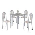 Conjunto de Mesa Tubular 4 Cadeiras 70x70cm Mart Perola com Tampo em Granito Topázio Isabel 030 - Tudo de Móveis