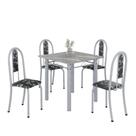 Conjunto de Mesa Tubular 4 Cadeiras 70x70cm Mart Perola com Tampo em Granito Topázio Isabel 030 - Tudo de Móveis