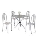 Conjunto de Mesa Tubular 4 Cadeiras 70x70cm Mart Perola com Tampo em Granito Topázio Isabel 048 - Tudo de Móveis