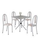 Conjunto de Mesa Tubular 4 Cadeiras 70x70cm Mart Perola com Tampo em Granito Topázio Isabel 048 - Tudo de Móveis