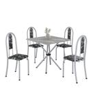 Conjunto de Mesa Tubular 4 Cadeiras 70x70cm Mart Perola com Tampo em Granito Topázio Isabel 048 - Tudo de Móveis