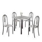 Conjunto de Mesa Tubular 4 Cadeiras 70x70cm Mart Prata com Tampo em Granito Topázio Isabel 030 - Tudo de Móveis