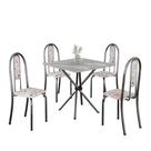 Conjunto de Mesa Tubular 4 Cadeiras 70x70cm Mart Prata com Tampo em Granito Topázio Isabel 048 - Tudo de Móveis