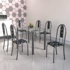Conjunto de Mesa Tubular 6 Cadeiras 140cm com Tampo de Vidro Iris