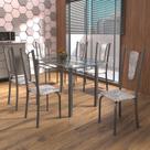 Conjunto de Mesa Tubular 6 Cadeiras 140cm com Tampo de Vidro Melissa