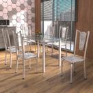 Conjunto de Mesa Tubular 6 Cadeiras 140cm com Tampo de Vidro Melissa
