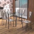 Conjunto de Mesa Tubular 6 Cadeiras 140cm com Tampo de Vidro Melissa